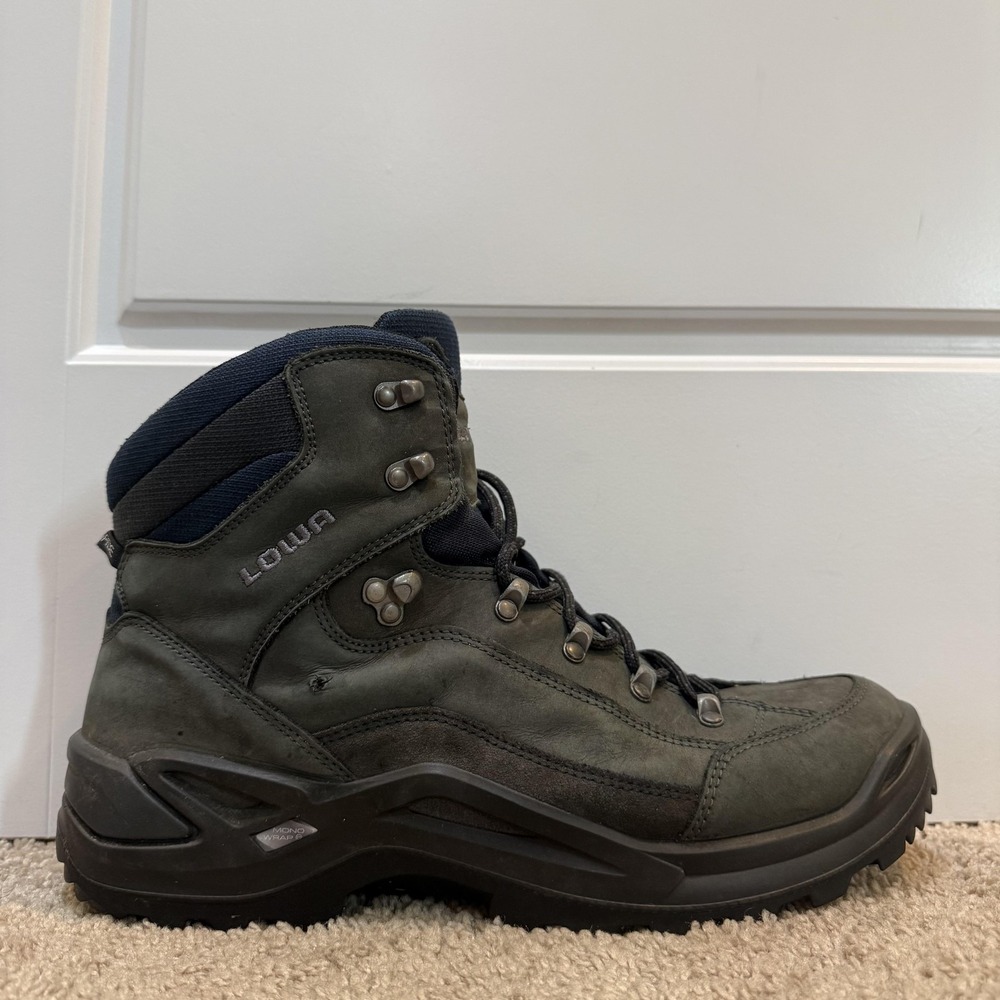 LOWA Renegade GTXQ Mid Boots Mens Size 13 Gray Nubuck Gore-Tex Hiking Waterproof